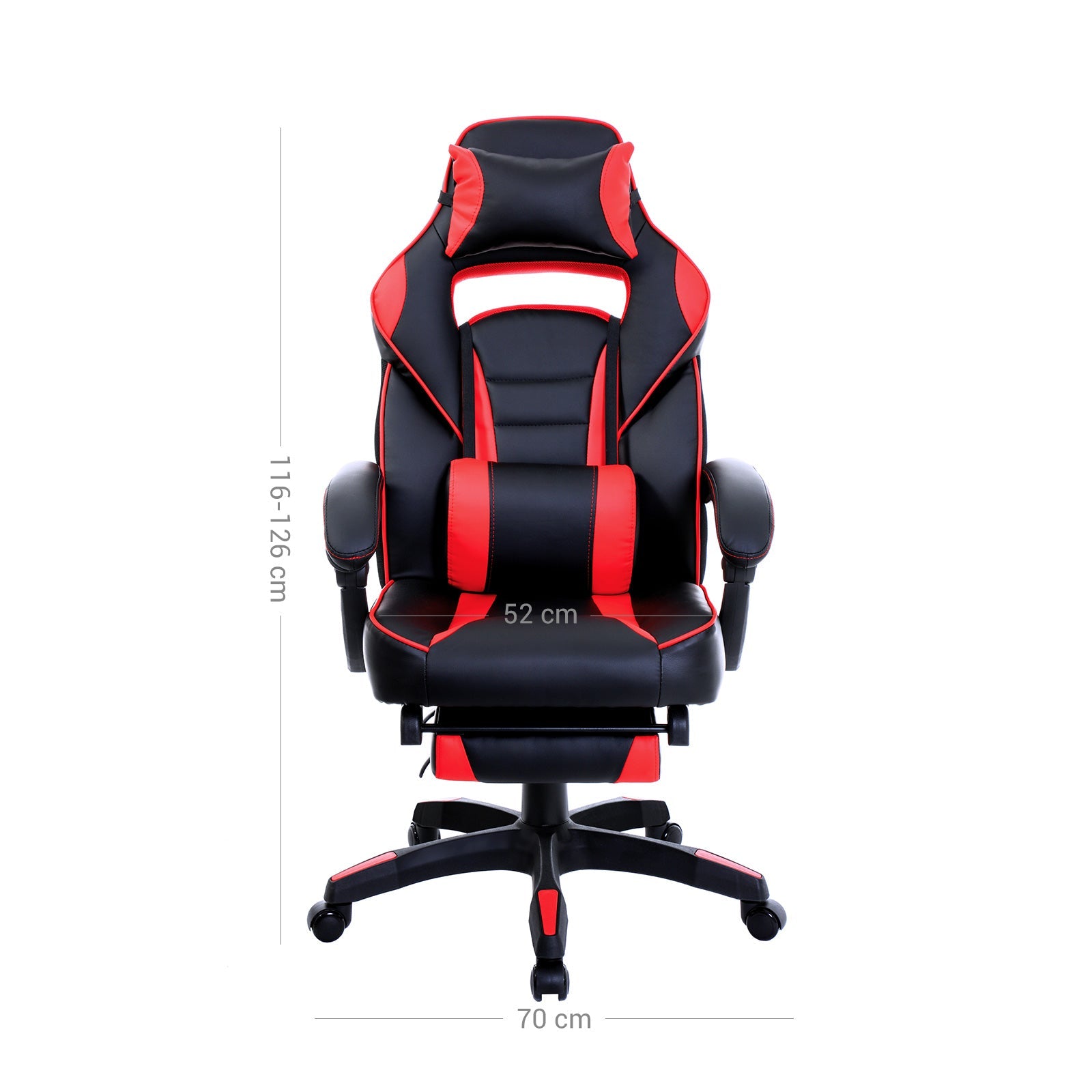 Gaming Chair – Faux Leather – Black and Red – Ergonomic Design with Adjustable Footrest and Tilt Mechanism