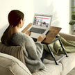 Laptop Desk – Wood – Rustic Brown – Adjustable Tilting Angles and Folding Legs