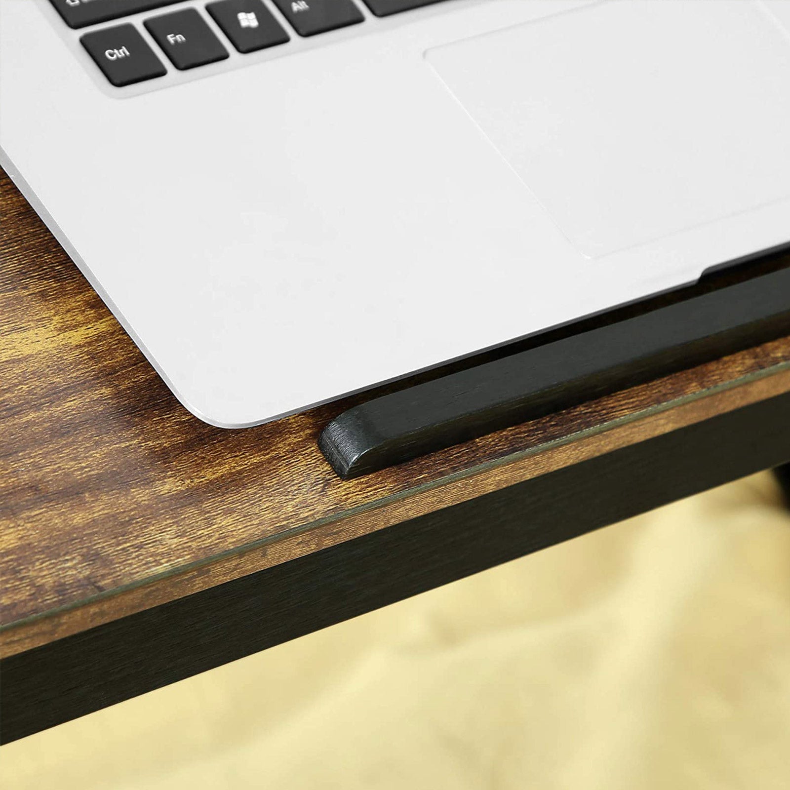 Laptop Desk – Wood – Rustic Brown – Adjustable Tilting Angles and Folding Legs