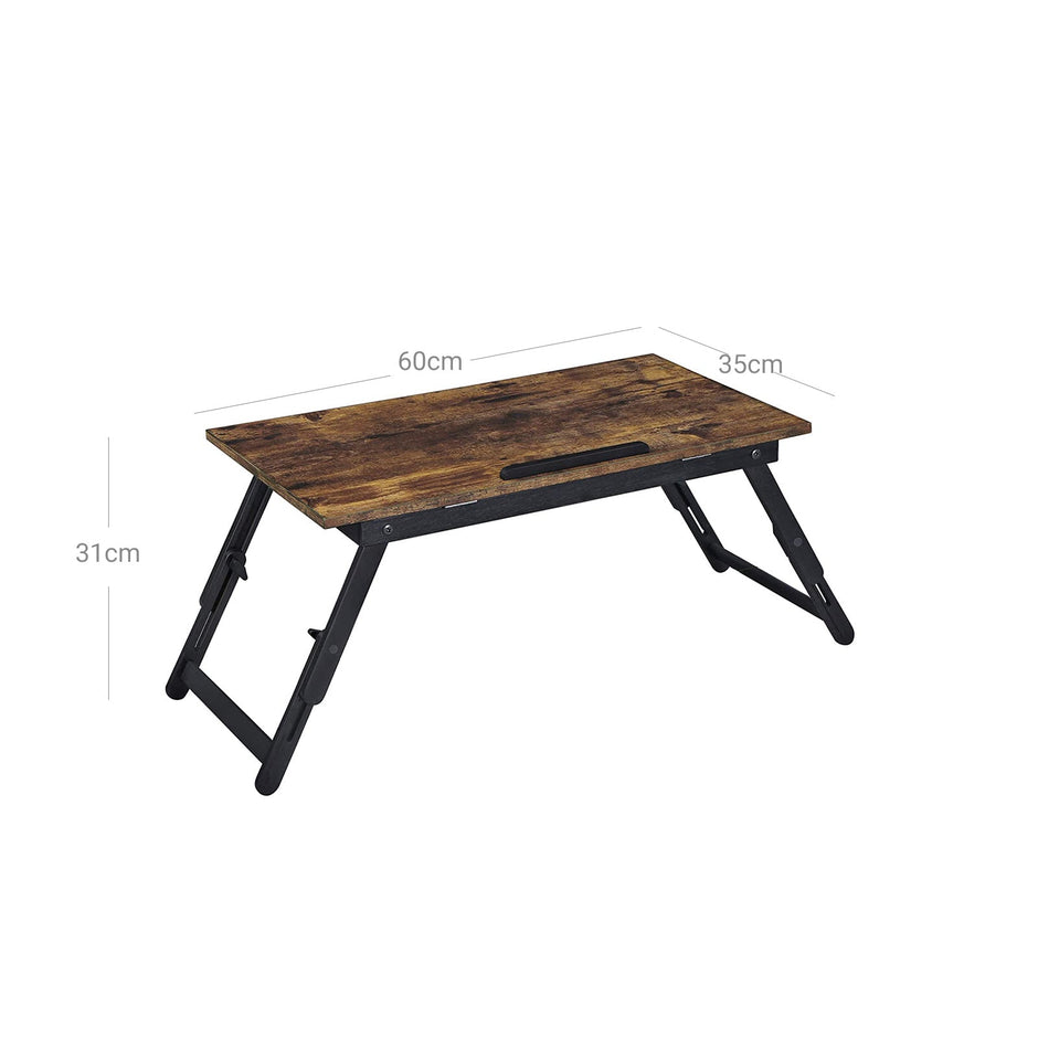 Laptop Desk – Wood – Rustic Brown – Adjustable Tilting Angles and Folding Legs