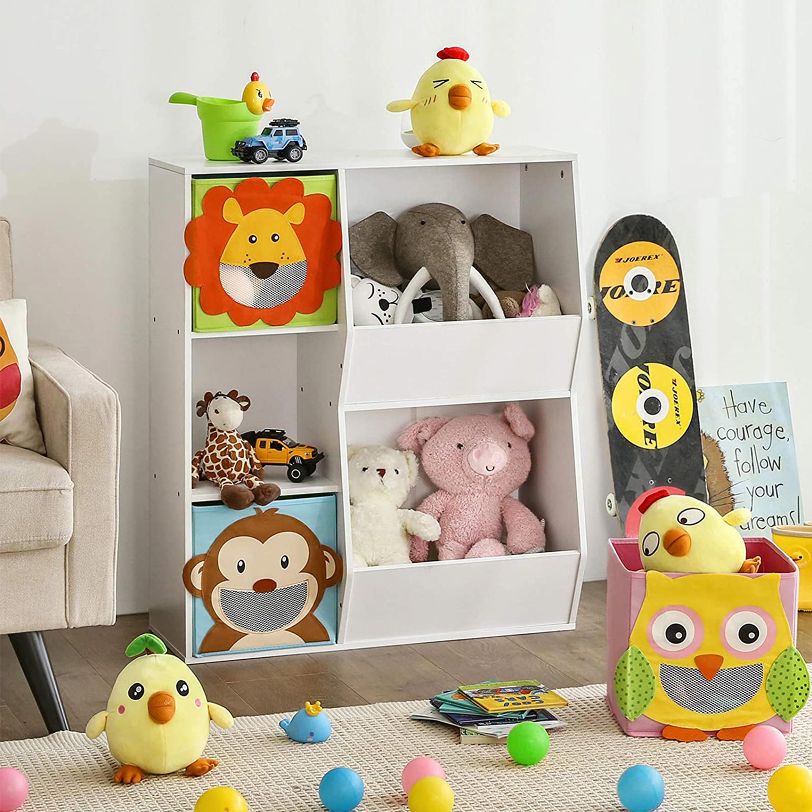 Toy Box Set – Fabric – Multicolor – Foldable with Animal Motifs