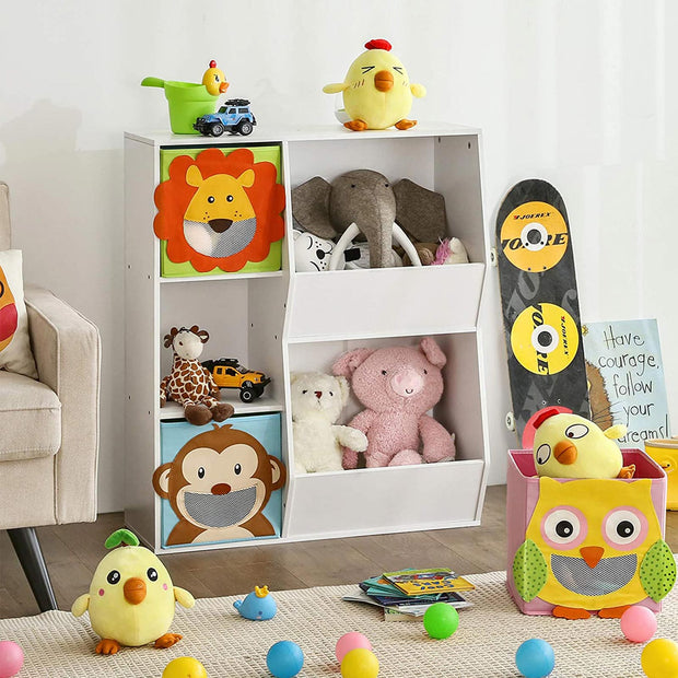 Toy Box Set – Fabric – Multicolor – Foldable with Animal Motifs
