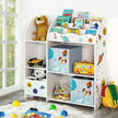 Toy and Book Organiser – Wood – White – Multi-Functional Storage Unit with Storage Boxes