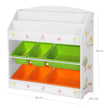 Toy and Book Organizer – Wooden – Multi-Coloured – 3-Tier Bookshelf with Removable Bins
