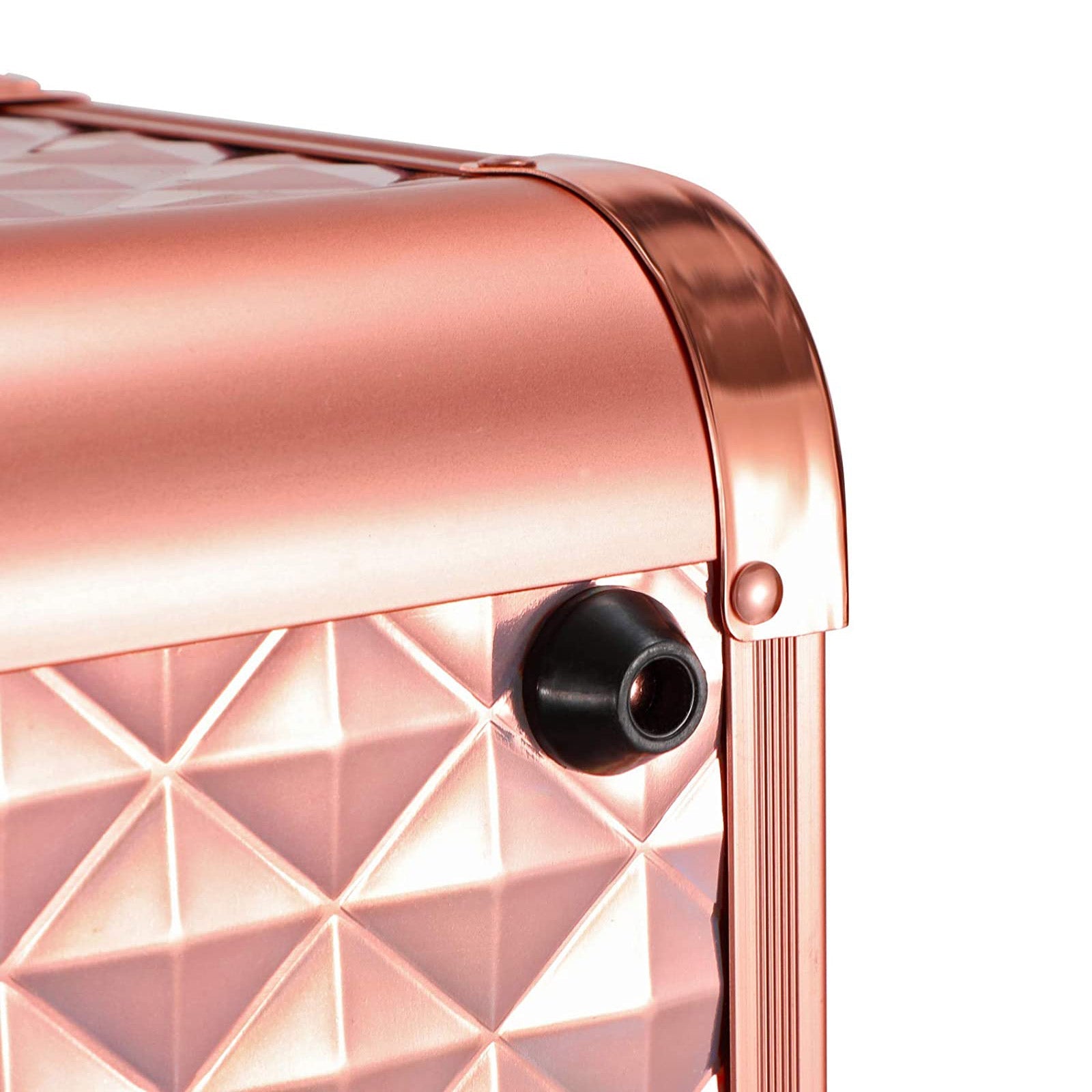 Cosmetics Case – Metal – Laser Rose Gold – Lockable Travel Organizer with Shoulder Strap