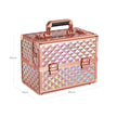 Cosmetics Case – Metal – Laser Rose Gold – Lockable Travel Organizer with Shoulder Strap