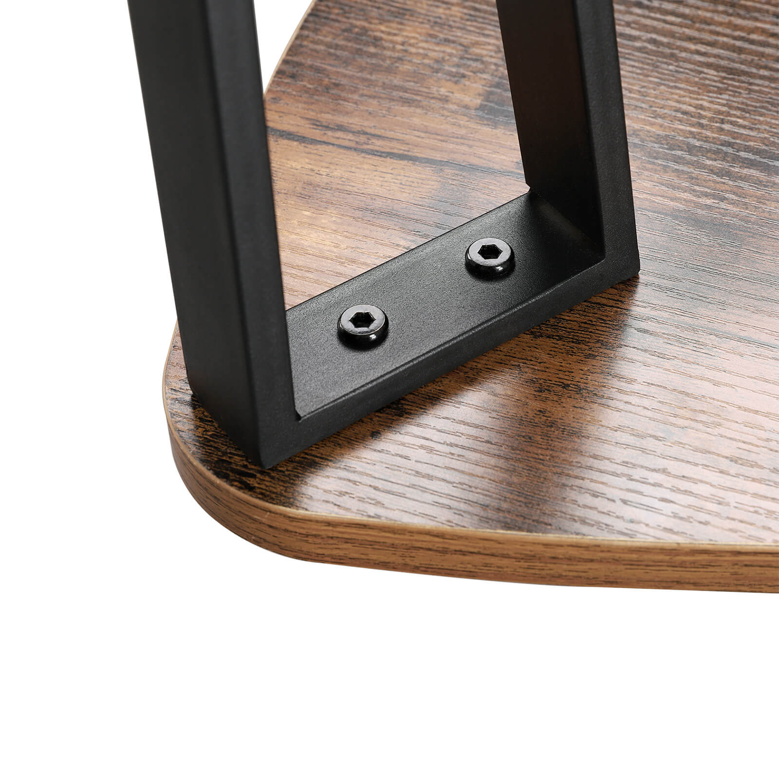 Nesting End Side Tables – Metal and Wood – Rustic Brown – Set of 3 with Easy Assembly