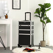Cosmetic Trolley – Metal – Black – Lockable and Rolling with 360-Degree Casters