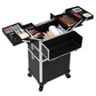 Cosmetic Trolley – Metal – Black – Lockable and Rolling with 360-Degree Casters