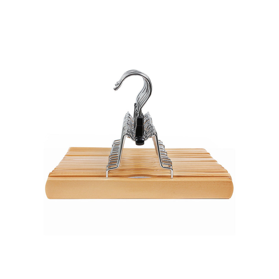 Trouser Clamp Hanger – Solid Wood – Natural – Set of 12 with 360° Rotatable Hook and Anti-slip Felt