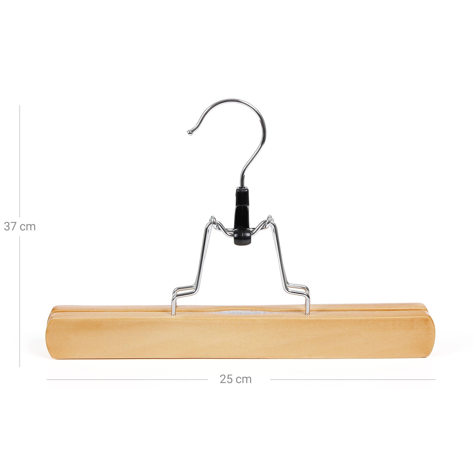 Trouser Clamp Hanger – Solid Wood – Natural – Set of 12 with 360° Rotatable Hook and Anti-slip Felt
