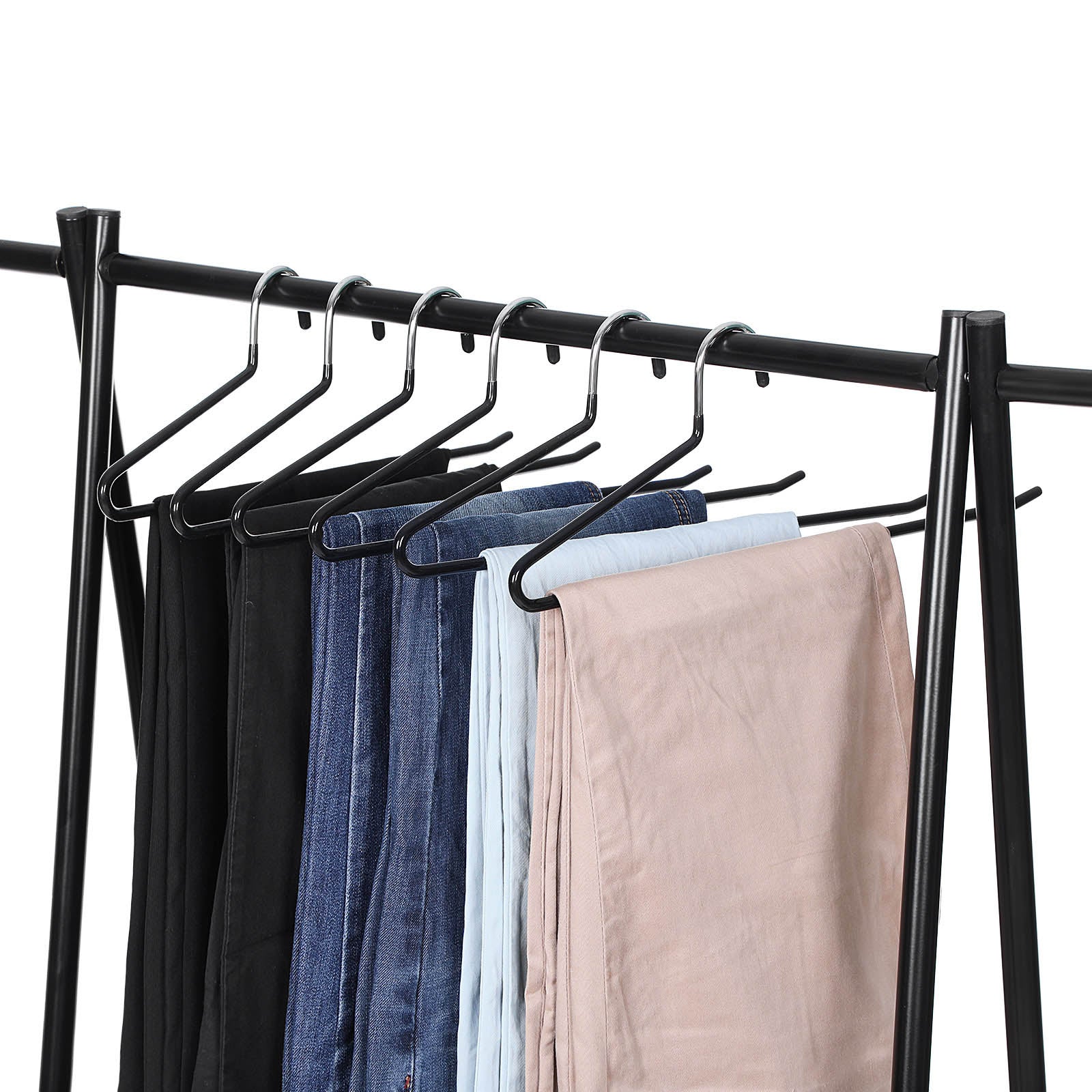 Trouser Slack Hangers – Metal – Chrome-plated – Non-slip, Set of 20