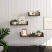 Wall-Mounted Floating Shelves – Wood – Rustic Brown – Set of 3 Vintage-Style U-Shaped Design