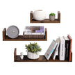 Wall-Mounted Floating Shelves – Wood – Rustic Brown – Set of 3 Vintage-Style U-Shaped Design