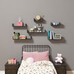 U-Shaped Floating Wall Shelves – Wood – Black – Set of 3 with 15 kg Weight Capacity