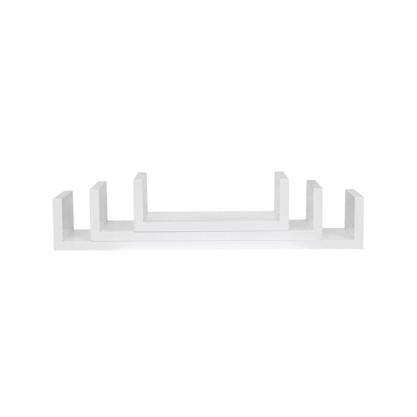 U-Shaped Floating Wall Shelves – Wood – Black – Set of 3 with 15 kg Weight Capacity