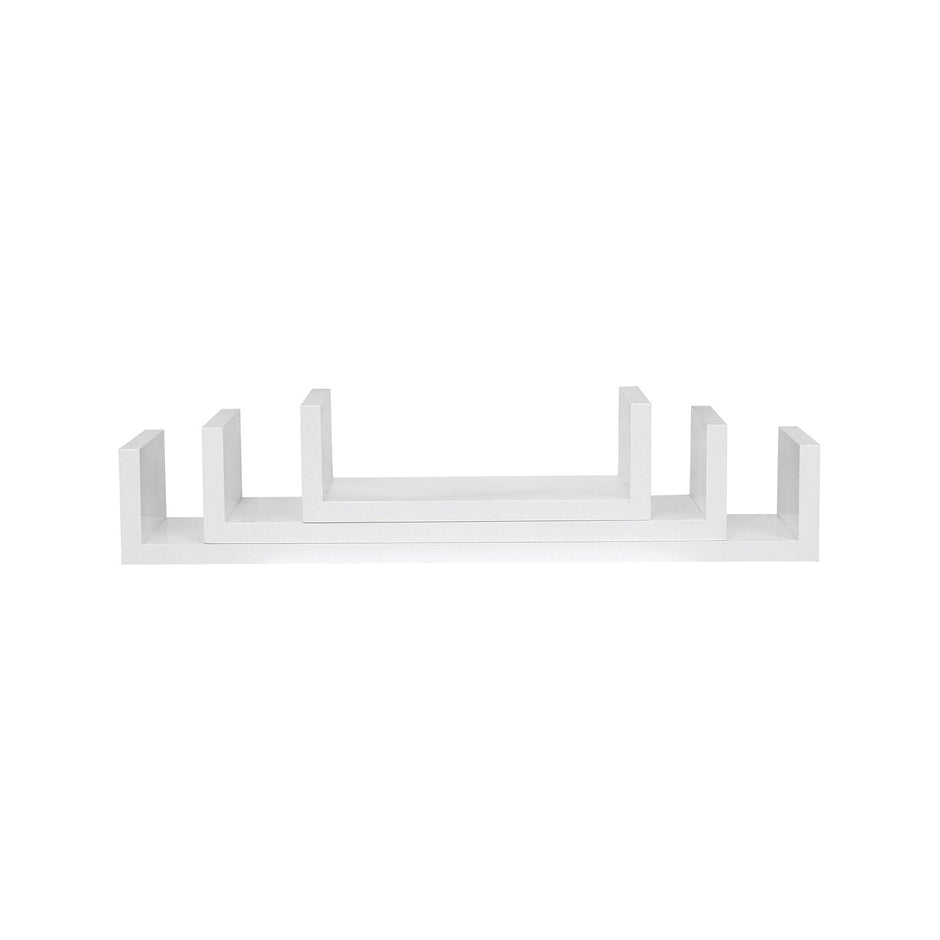 U-Shaped Floating Wall Shelves – Wood – Black – Set of 3 with 15 kg Weight Capacity
