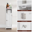 Slim Bathroom Storage Cabinet – Wood – White – Freestanding with Adjustable Shelves