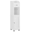 Small Bathroom Storage Cabinet – Wood – White – Adjustable Shelf with Toilet Paper Holder