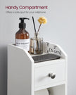 Small Bathroom Storage Cabinet – Wood – White – Adjustable Shelf with Toilet Paper Holder