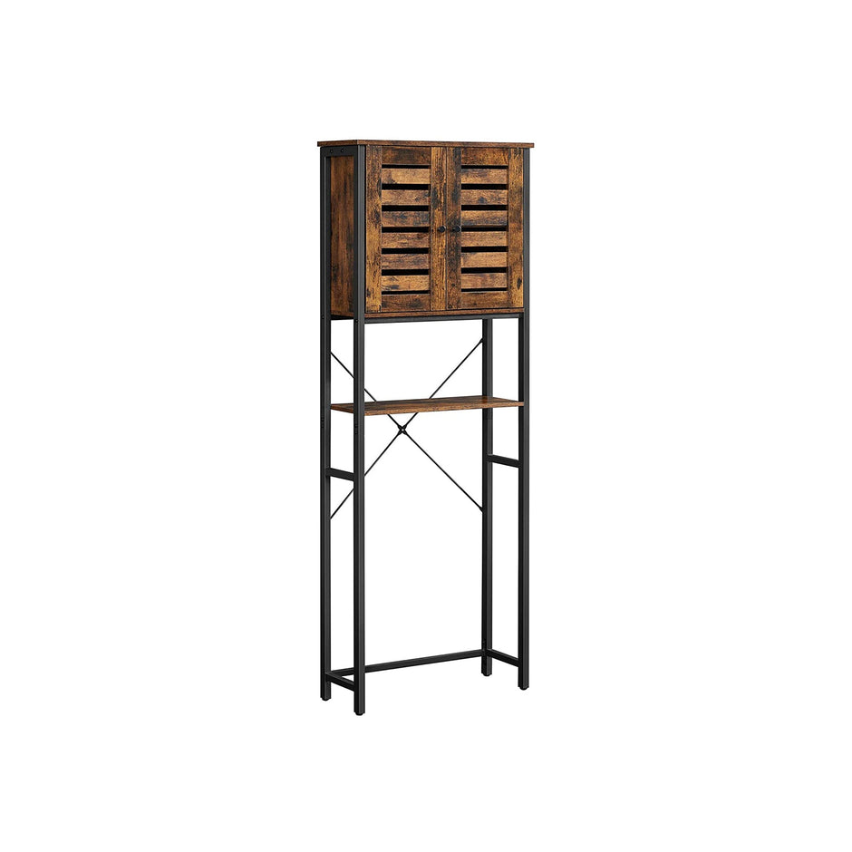 Over-The-Toilet Storage Shelf – Steel Frame – Rustic Brown and Black – Large Cabinet and Shelf, Industrial Style