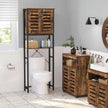 Over-The-Toilet Storage Shelf – Steel Frame – Rustic Brown and Black – Large Cabinet and Shelf, Industrial Style