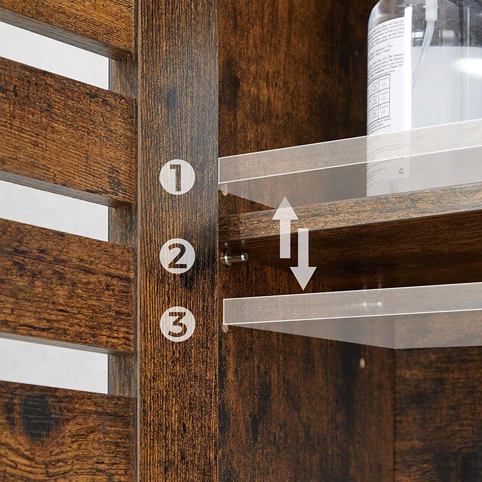Over-The-Toilet Storage Shelf – Steel Frame – Rustic Brown and Black – Large Cabinet and Shelf, Industrial Style