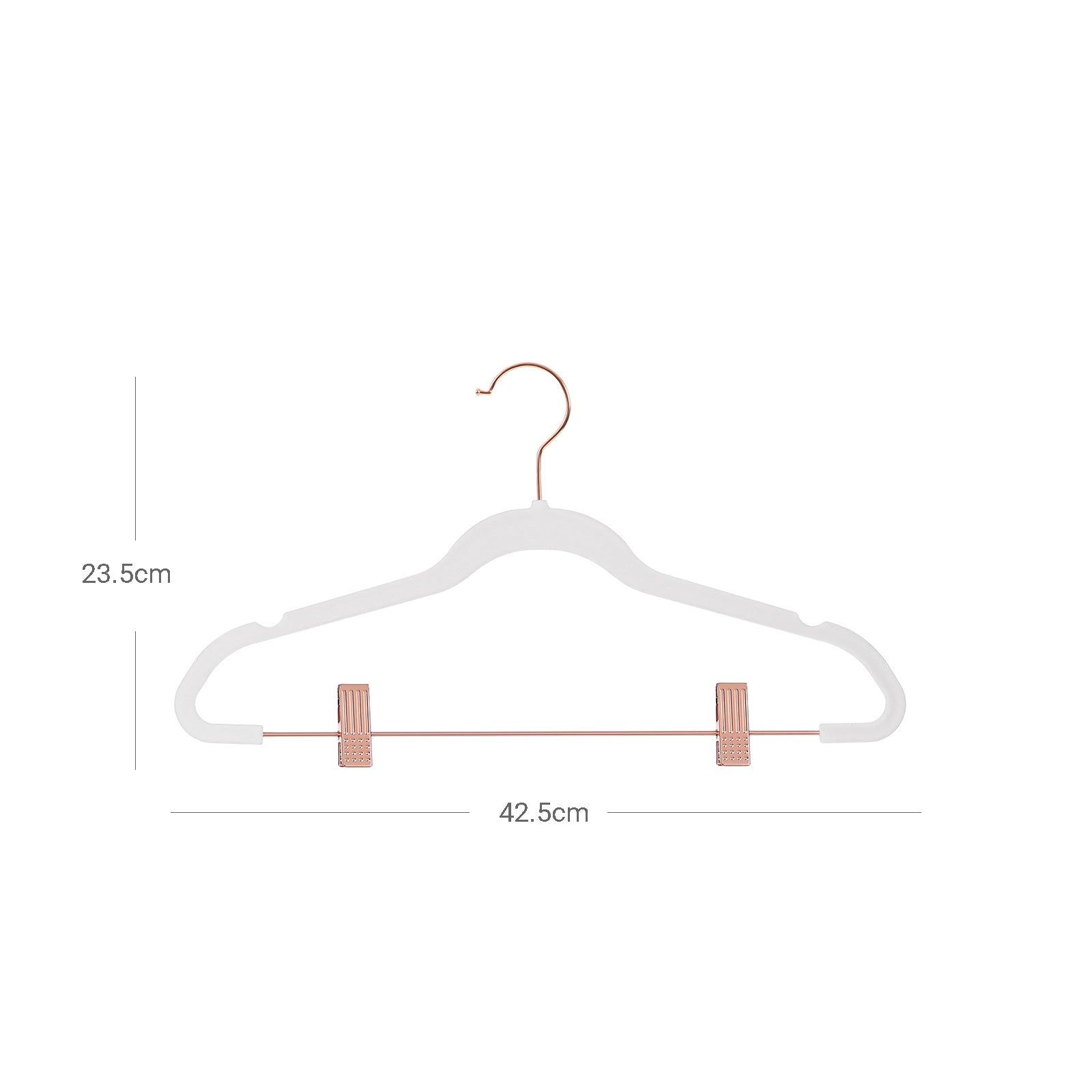 Velvet Coat Hangers – White – 24-Pack – Heavy-Duty, Non-Slip, Space-Saving with Rose Gold Movable Clips