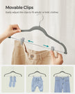 Set of 30 Velvet Trouser Hangers – Velvet – Slate Grey – Non-Slip with Clips