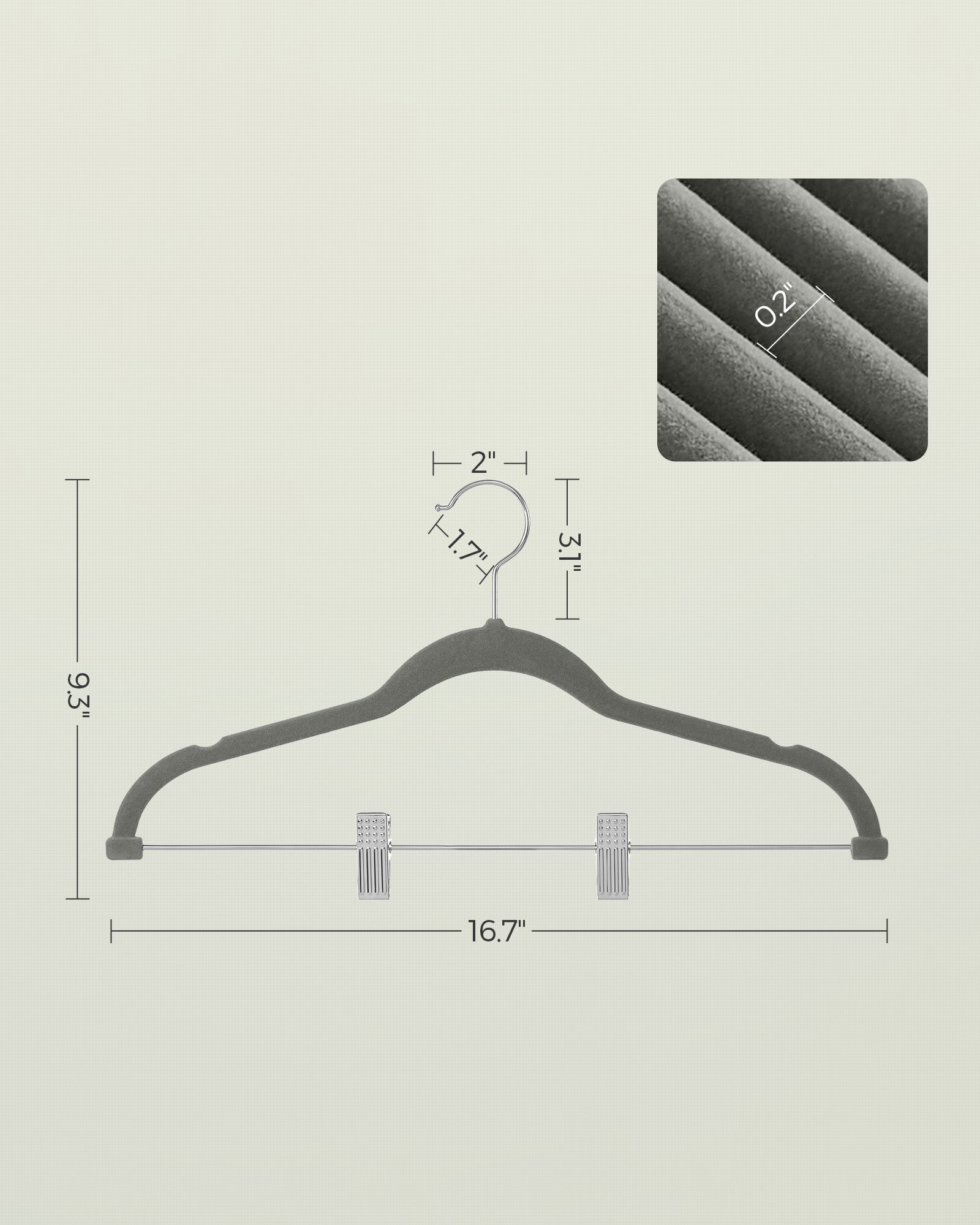 Set of 30 Velvet Trouser Hangers – Velvet – Slate Grey – Non-Slip with Clips