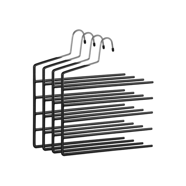 Set of 4 Non-Slip Trousers Hangers – Metal – Black – Space-Saving Design