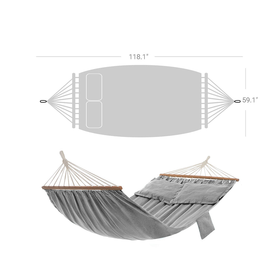 Double Hammock – TC Fabric – Gray – Includes 2 Pillows