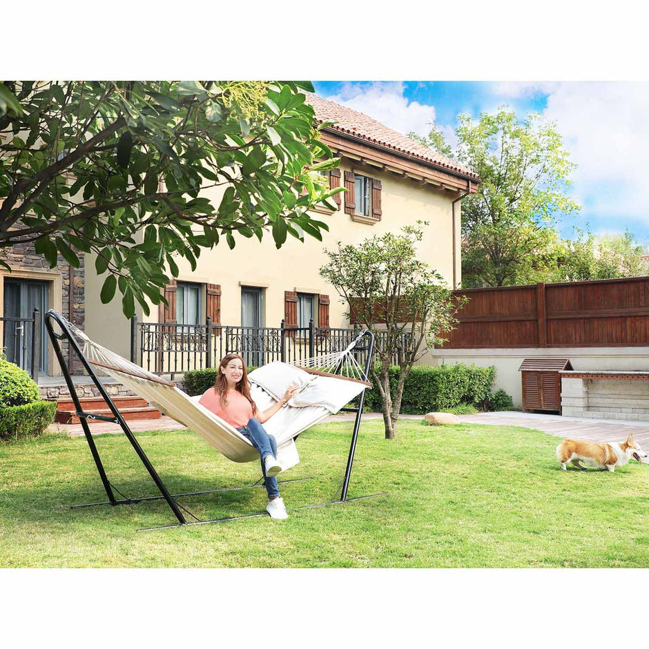 Hammock – 70% Cotton – Multicolor – Includes Two Pillows, Portable for Two People, Max Load 300 kg