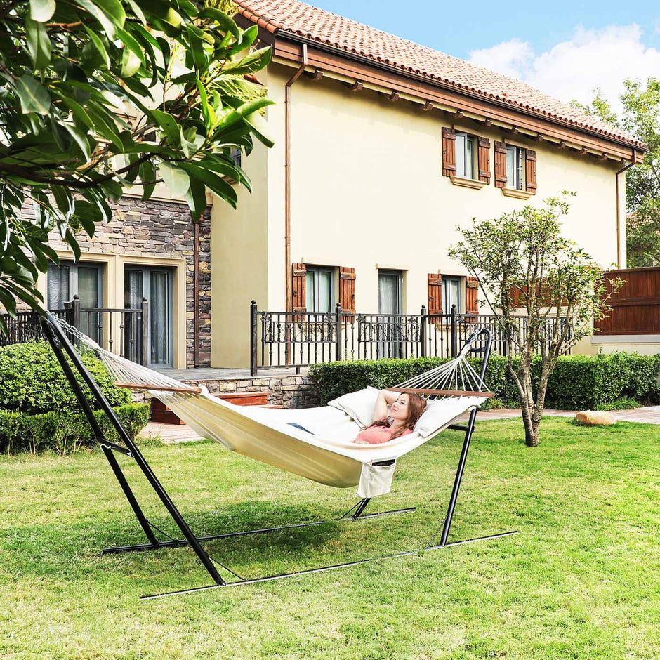 Hammock – 70% Cotton – Multicolor – Includes Two Pillows, Portable for Two People, Max Load 300 kg