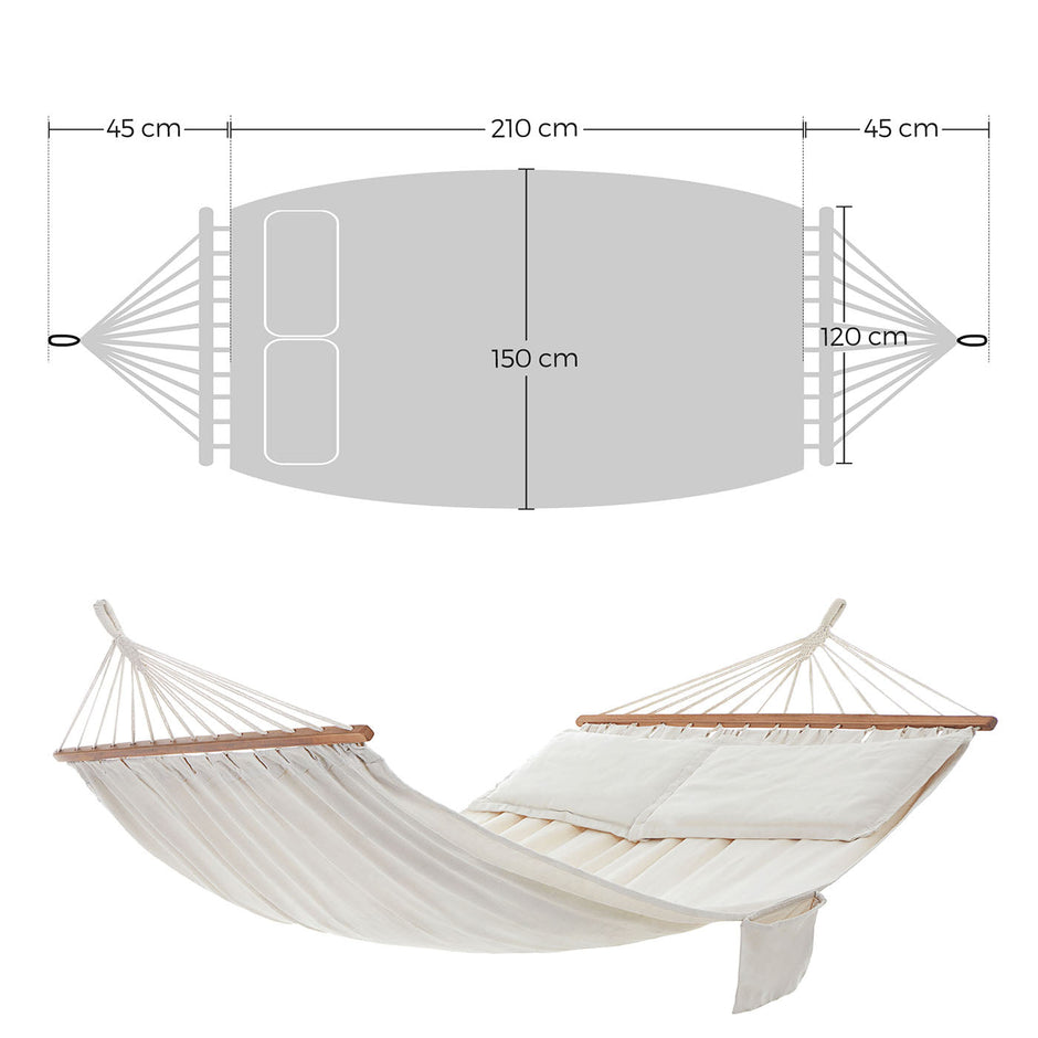 Hammock – 70% Cotton – Multicolor – Includes Two Pillows, Portable for Two People, Max Load 300 kg