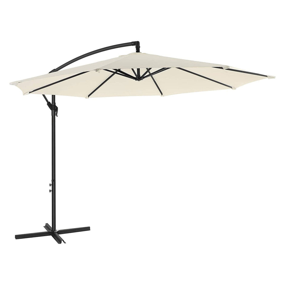 Cantilever Garden Patio Umbrella – Fabric – Grey – 3 m Offset Design with UPF 50+ Protection and Crank Mechanism