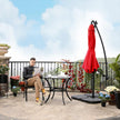 Cantilever Garden Patio Parasol – Fabric – Red – Solar-Powered LED Lights, UPF 50+, Offset Design