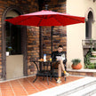 Cantilever Garden Patio Parasol – Fabric – Red – Solar-Powered LED Lights, UPF 50+, Offset Design