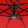 Cantilever Garden Patio Parasol – Fabric – Red – Solar-Powered LED Lights, UPF 50+, Offset Design