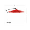 Cantilever Garden Patio Parasol – Fabric – Red – Solar-Powered LED Lights, UPF 50+, Offset Design