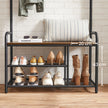 Coat Rack and Shoe Bench – Metal and Wood – Rustic Brown and Black – 9 Removable Hooks, Top Shelf