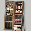 Jewelry Cabinet – Wood – White – Full Length Mirror with Lockable Storage and Wheels