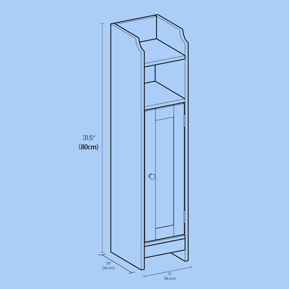 Narrow Bathroom Storage Cabinet – Wood – Dove Grey – Freestanding with Adjustable Shelves