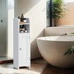 Narrow Bathroom Storage Cabinet – Wood – Dove Grey – Adjustable Shelves, Freestanding Toilet Paper Organizer
