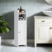Narrow Bathroom Storage Cabinet – Wood – Dove Grey – Adjustable Shelves, Freestanding Toilet Paper Organizer