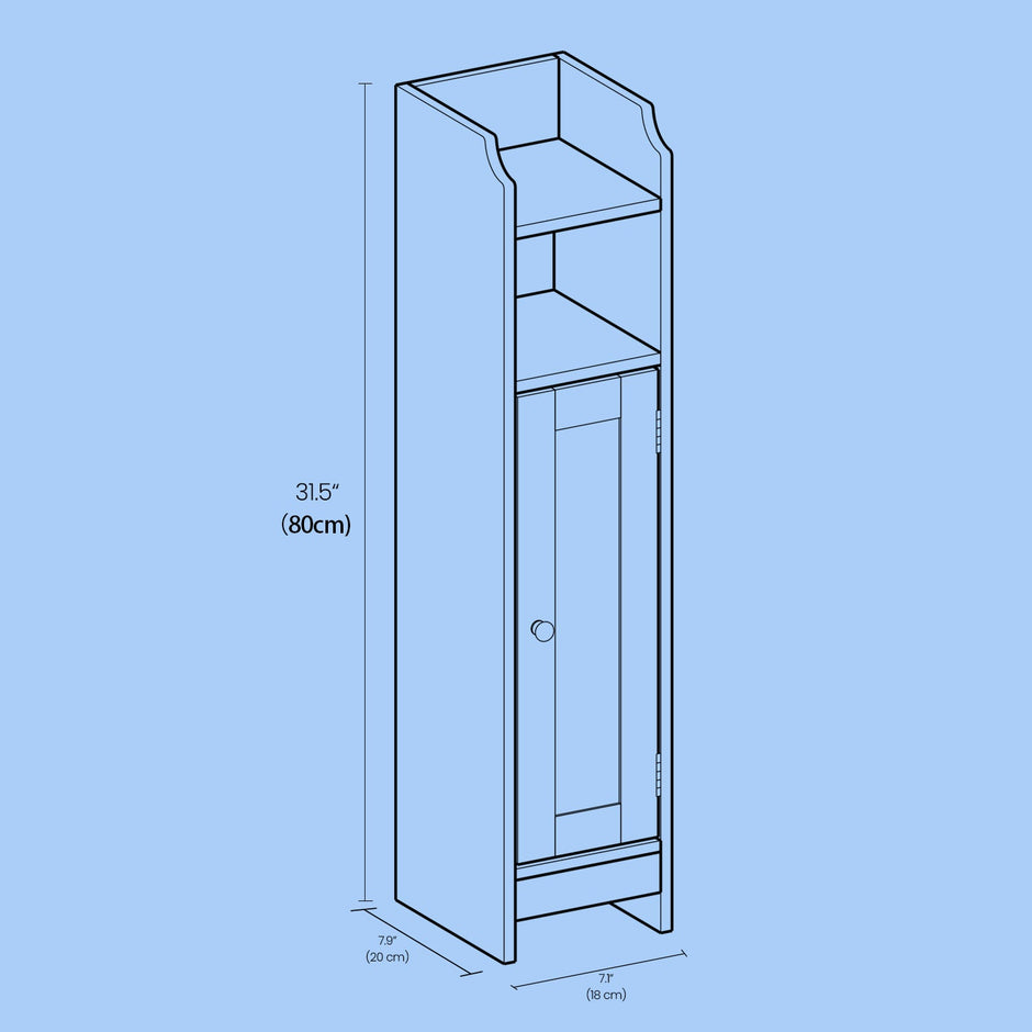 Narrow Bathroom Storage Cabinet – Wood – Dove Grey – Adjustable Shelves, Freestanding Toilet Paper Organizer