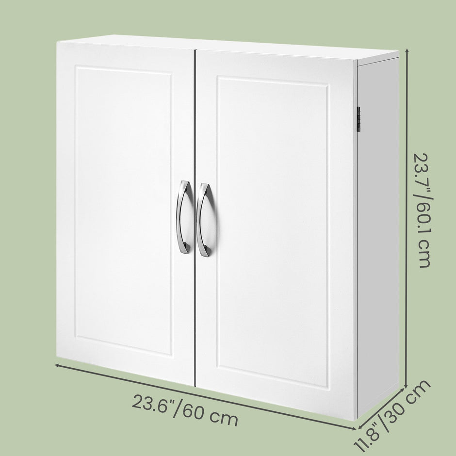Wall-Mounted Bathroom Storage Cabinet – Wood – Cloud White – Adjustable Shelves