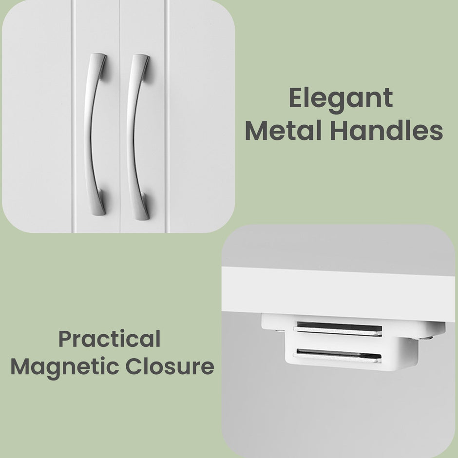 Wall-Mounted Bathroom Storage Cabinet – Wood – Cloud White – Adjustable Shelves