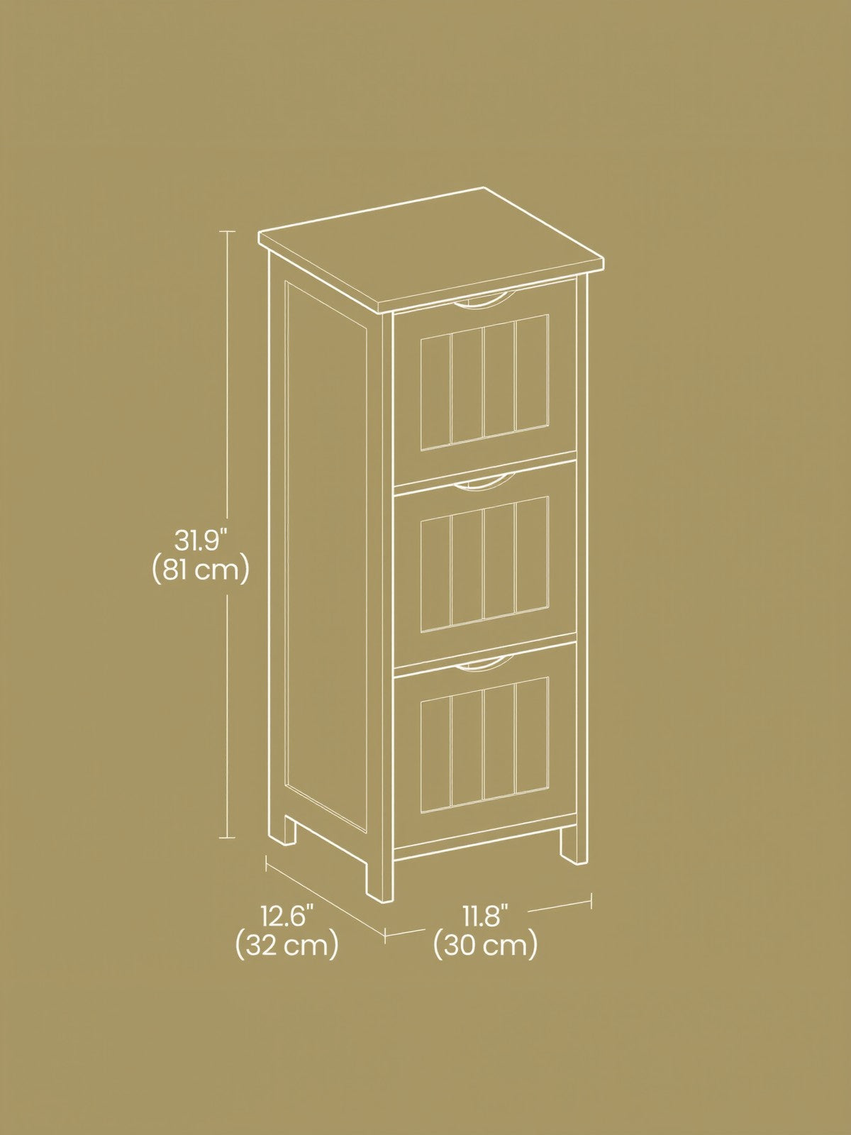 Free-Standing Storage Cabinet – Engineered Wood – Laurel Green – 4 Drawers