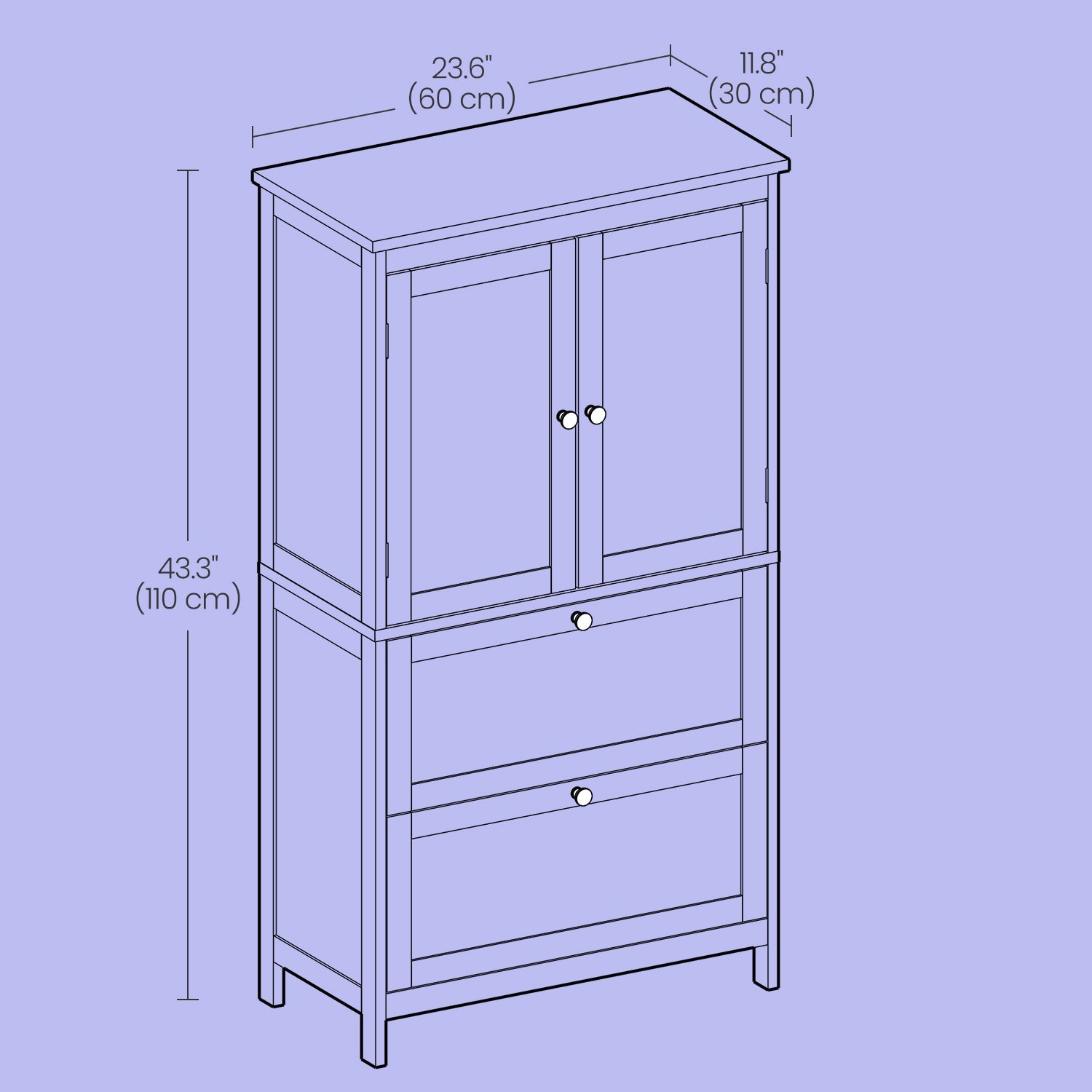 Freestanding Bathroom Storage Cabinet – Wood – White – Dual Drawer and Door Design with Adjustable Shelf